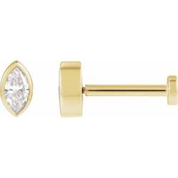 Kazi Luxury 14K Yellow .07 CT Natural Diamond Press Fit Back Stud Earring